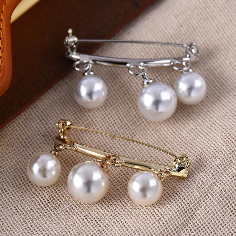 Pearl Fixed Strap Pendant Brooch, Safety Pin Design, Sweater Cardigan Clip Decoration Brooch