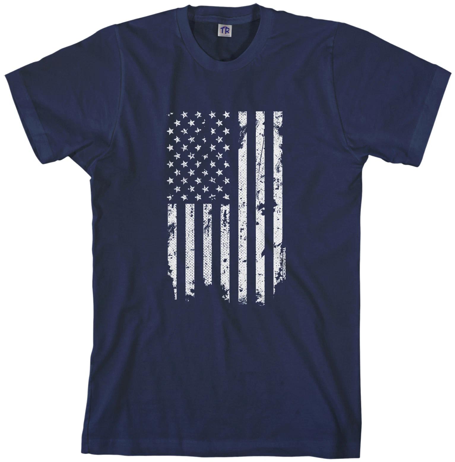 Threadrock Mens White American Flag T shirt United States American Pride USA M