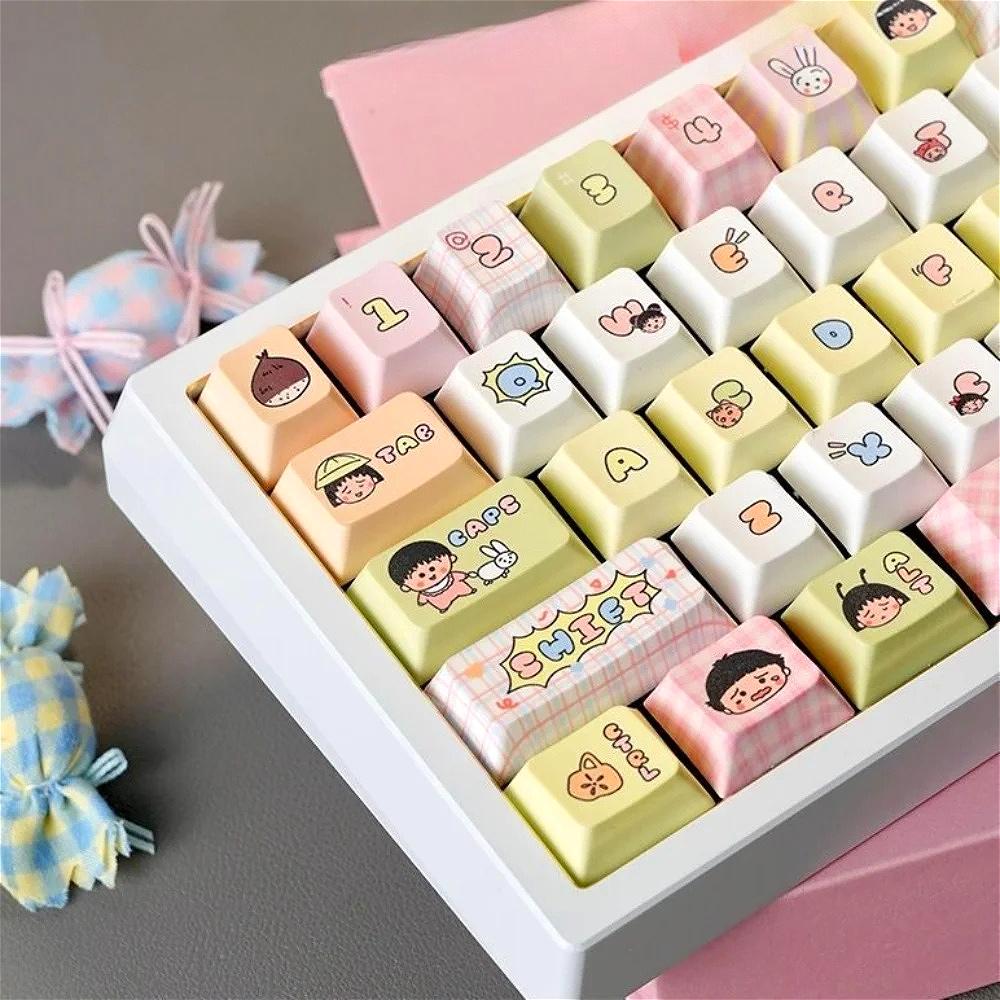 Kleine Maruko Süße Tastenkappe PBT 130 Tasten Cherry MOA Anime Cartoon Thema Geeignet für Mx Gateron Kailh Schalter Mechanische Tastatur