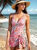 2025 Twist-Front Cross-Skirt One-Piece Swimsuit for Women