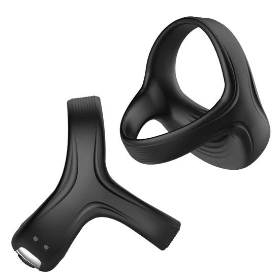 4Pcs Rechargeable Vibrating Cock Ring Silicone Triple-Structure Delay Ring Multiple Vibration Modes Waterproof Body-Safe Discreet Adult Toy