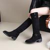Autumn and winter new Korean version of fashion pointed toe foot thick heel fashion casual large size women's suede Martin boots