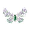 High-end Full Diamond Green Butterfly Brooch Elegant Exaggerated Niche Insect Pin Design Sense Versatile Insect Corsage Female