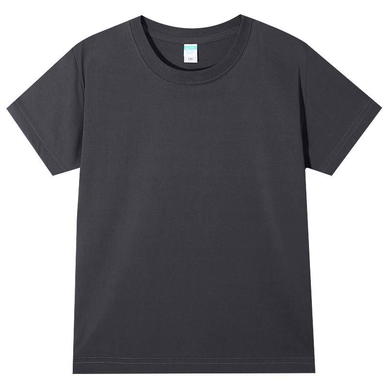 Cross-Border Pure Cotton Custom Short-Sleeve Men's and Kids' T-Shirts with Solid Color Styles for School Uniforms and Team Apparel