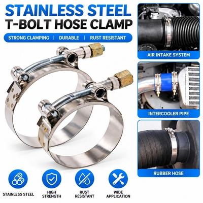 42mm-109mm T-Bolt Clamp Universal Hose Coupler Reliable Intercooler Clamps