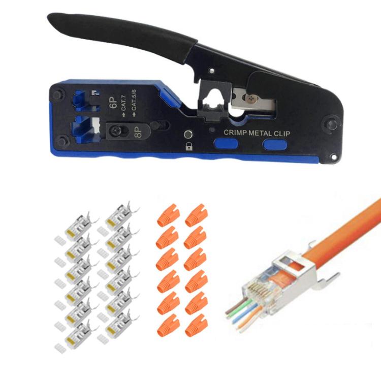 Multifunctional 6P 8P Wire Cable Crimper Stripper Cutter Pliers Network Cat5e Cat6 Cat7 Rj45 Pass EZ Crimping Tool Novelty Gift