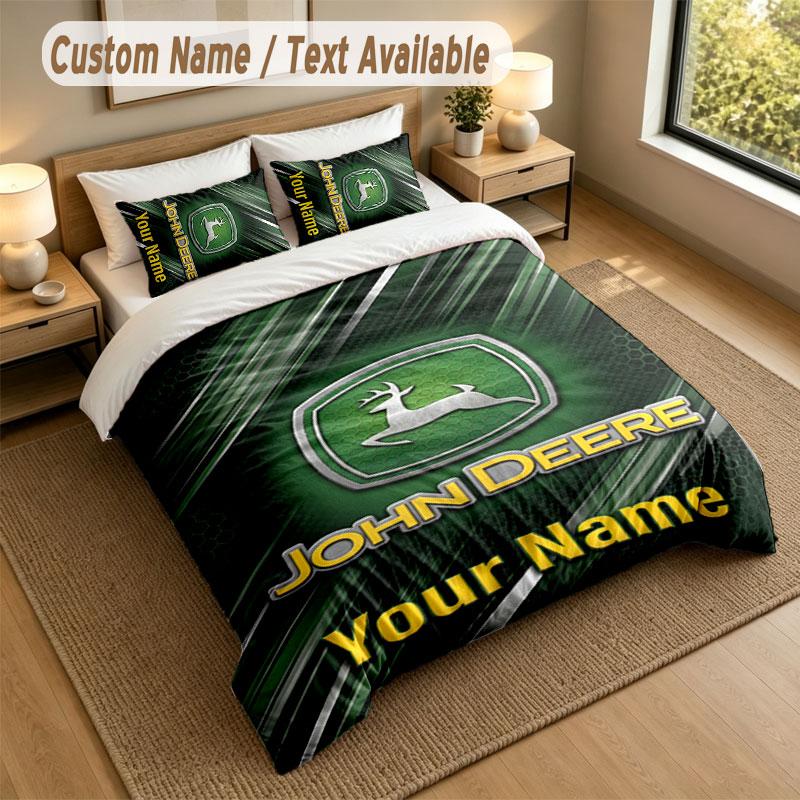 Bedding Set 1 Duvet Cover 2 Pillowcases John Deere Print Soft Bed Linen Bedroom Decor