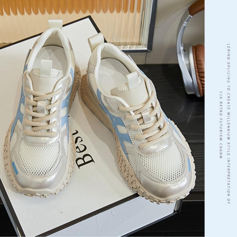 Genuine Leather Forrest Gump Shoes Thick-soled Mesh Women's Shoes Breathable Sports Shoes Lightweight Casual Comfortable Dad Shoes
