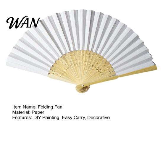 Blank Paper Fan Folding Kids DIY Painting Hand Vintage Handheld Decorative Dance Performance Props Wedding Party Accessories White