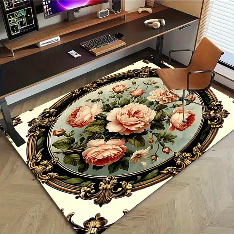 1PC Floral Pattern Extra Large Non-Slip Floor Carpet, Office, Family, Bedroom, Studio - Large Area Rug Indoor Rugs-W210
