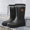 Fashion Men Rain Boots Outdoor Waterproof Rubber Boots Mid-calf Rubber Galoshes Winter Plush Warm Rain Boots Non Slip Men Fishing Shoes