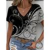 Women's T-shirt Fashion Casual Versatile Vacation Style Summer T Shirt 3D Butterfly  Print V-neck Short Sleeved Top