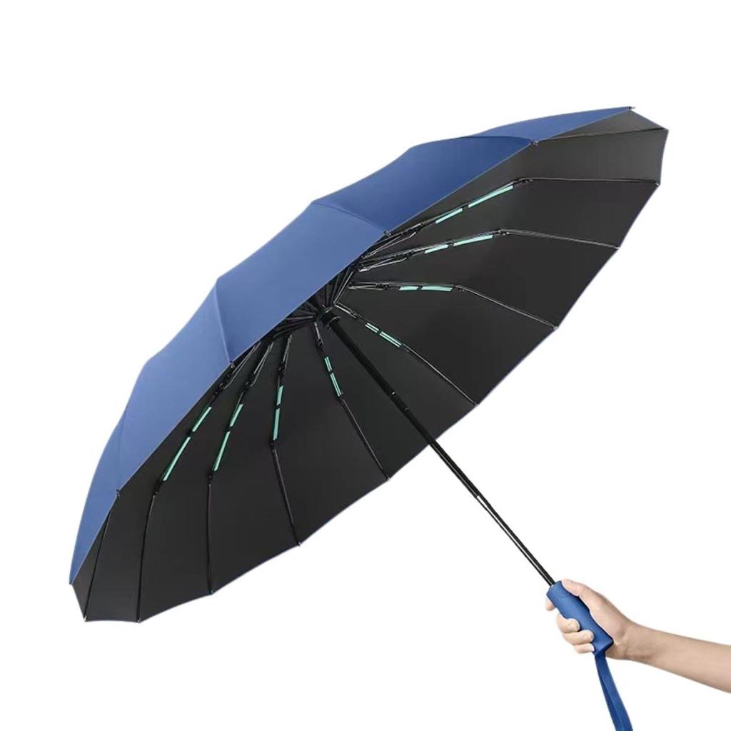 Navy Folding Umbrella with 16 Suitable for Both Sunny and Rainy Automatic Opening and and Lightweight, Large, Ribs, Days, One-touch Closing, Sturdy,