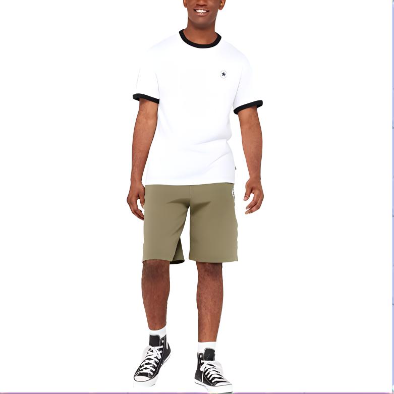 Converse T Shirts Men's White Crew Neck Moderate Straight Fit 10025909-A02