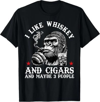 Retro I Like Whiskey And Cigars And Maybe 3 People Monkey T-Shirt Unisex T-Shirt