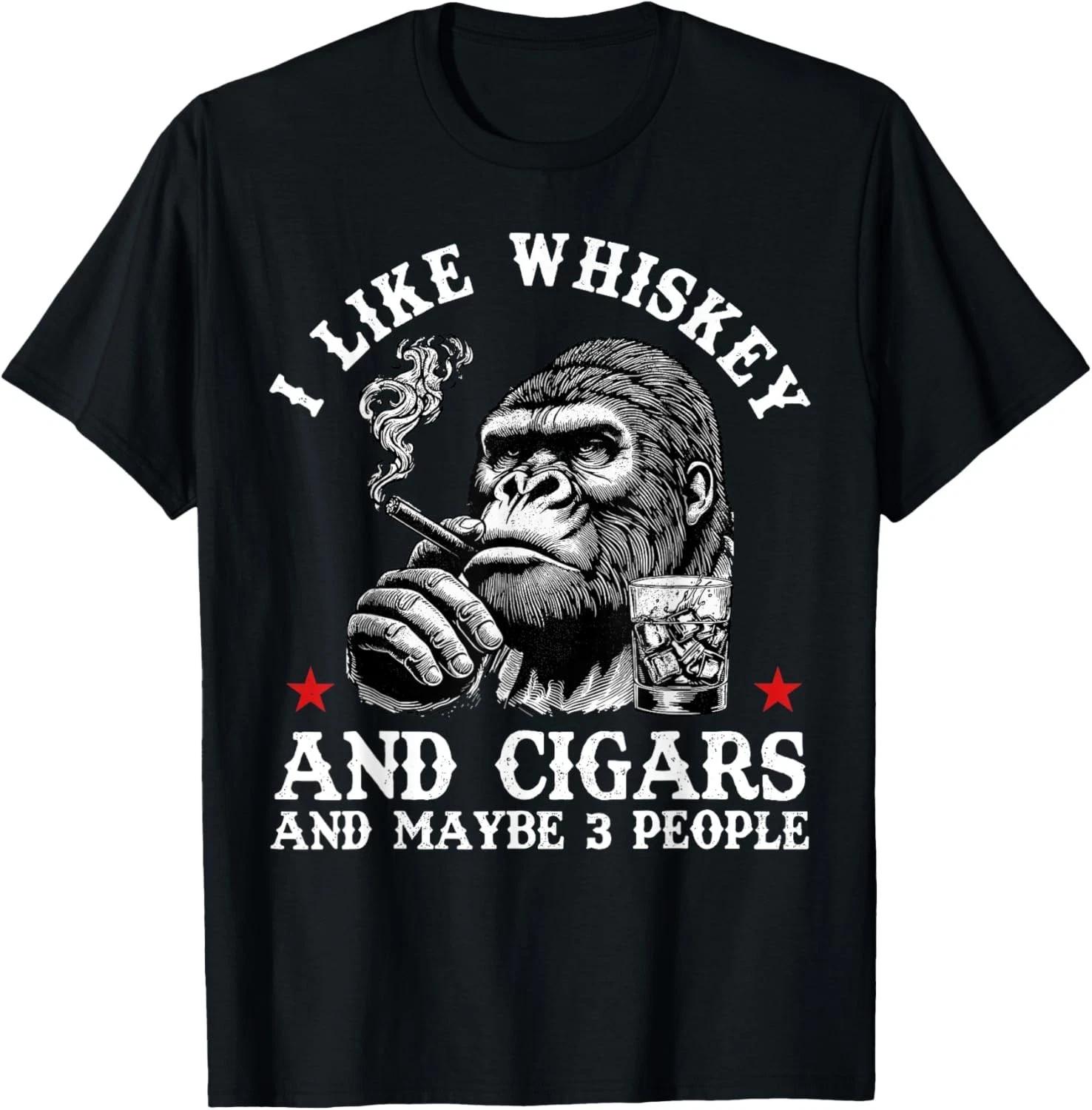 Retro I Like Whiskey And Cigars And Maybe 3 People Monkey T-Shirt unisex T-Shirt S