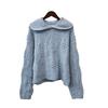 Autumn and Winter New Retro Lapel Three-dimensional Knitted Sweater Top Loose Soft Waxy High-end Sweater Pullover Woman