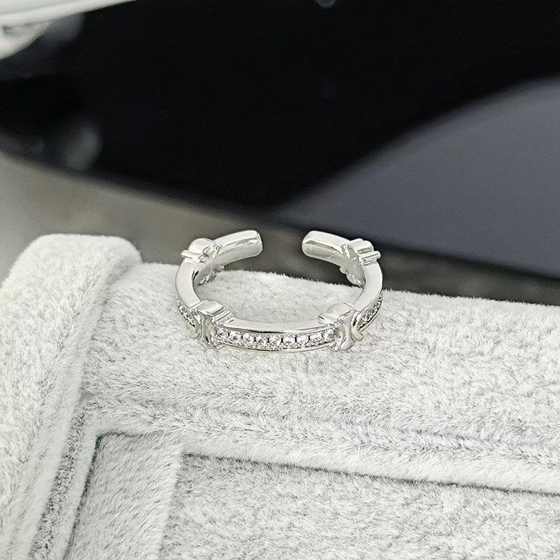 Geometric Light Luxury, High-End Sense, Thin Ring, Personalized Opening Ring, Simple Micro-Inlaid Flash Zircon, Super Fairy Ring, Female.