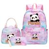 3-delige Tie Dye Panda Rugzak Set Kawaii Rugzak voor Naar School met Lunchtasje Etui, Reizen Dagrugzak voor Kinderen Meisjes