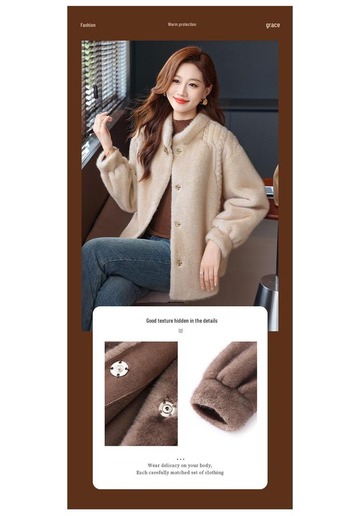 Elegant Mink Velvet Autumn/Winter Coat for Middle-Aged and Elderly Women