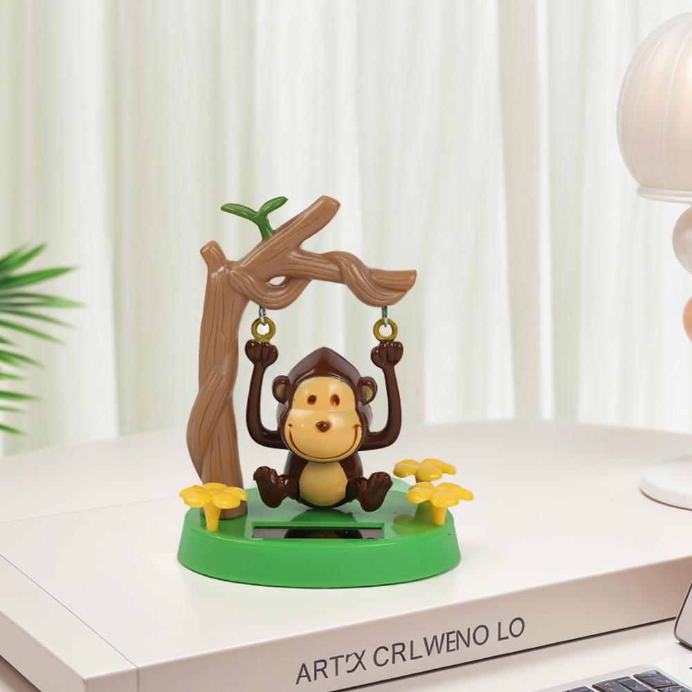 Solar Dancing Monkey Toy Solar Powered Swing Monkey Cartoon Animated Bobble Monkey Dancer for Car Interior Decoration