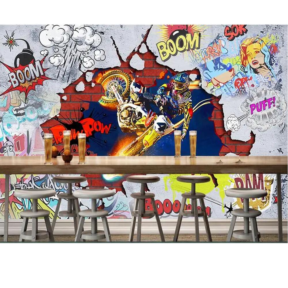 

Mural Wall Sticker Cool Motorcycle Graffiti Painting Picture 3d Wall Room Murals Wallpaper 200 cm(W) x 140 cm(H)