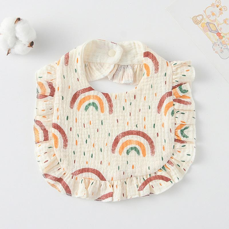 Cotton Gauze Baby Feeding Bibs Summer Soft Petal Baby Printed Drooling Towel Newborn Toddler Baby Burp Cloth Children's Bib