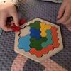 Honeycomb Hexagon Tangram Wooden Geometric Puzzles Challenge Brain Teaser IQ Logic Training Kids Montessori Edcuational Toys