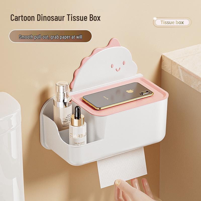 Wall-Mounted Punch-Free Cartoon Tissue Dispenser for Bathroom, Kitchen, and Living Room