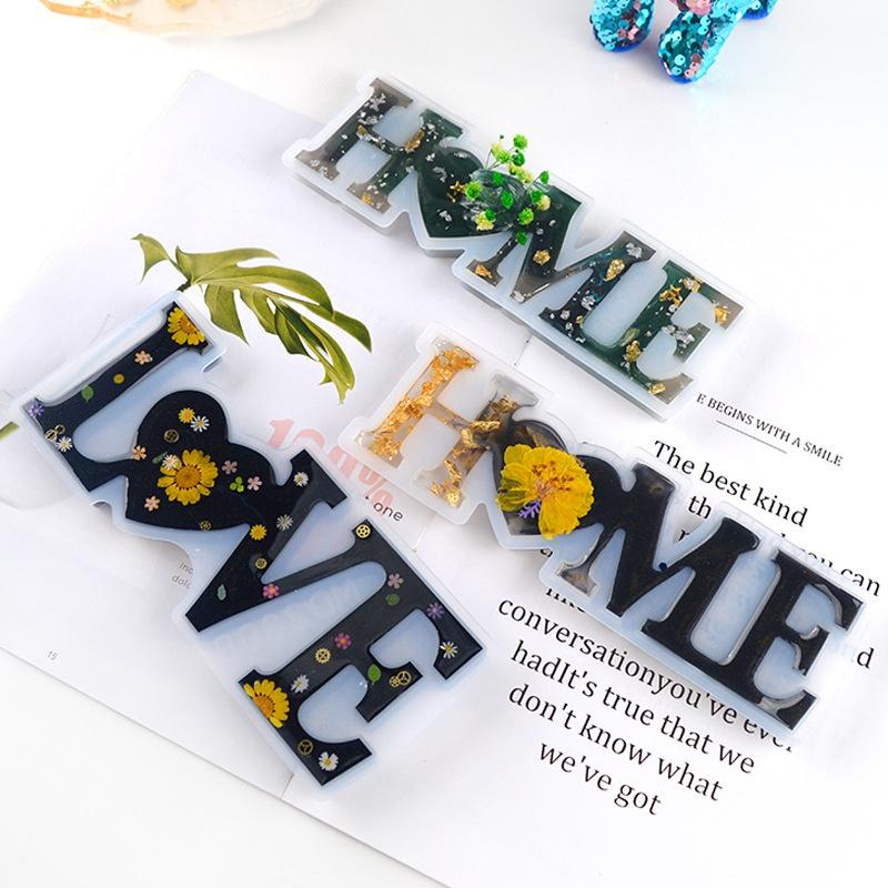 1 Pcs Heart Shape HOME LOVE Silicone Mould Letters Crystal Resin Mold DIY Crafts Casting MoldsHome Decoration Jewelry Making Tool