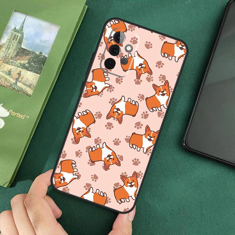 Cartoon Corgi Dog Phone Case For Samsung Galaxy A06 A05 A16 A55 A35 A15 A53 A33 A13 A22 A32 A52 A14 A34 A54