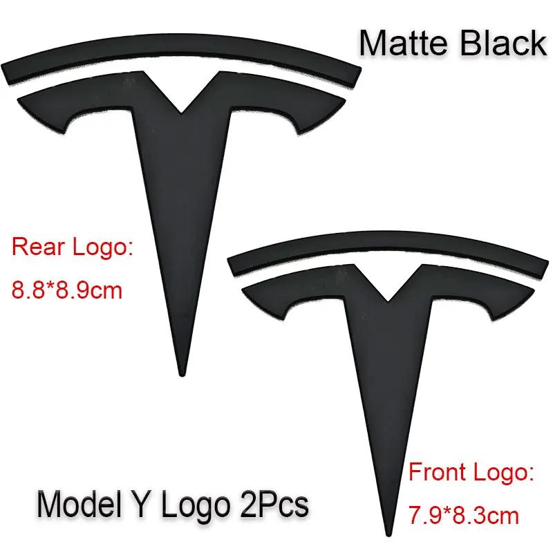 

Car Sticker Tesla 2Pcs 3D ABS Black Chrome Red Carbon Car Front Hood Emblem Rear Trunk Badge Sticker For Tesla Model 3 Model Y D