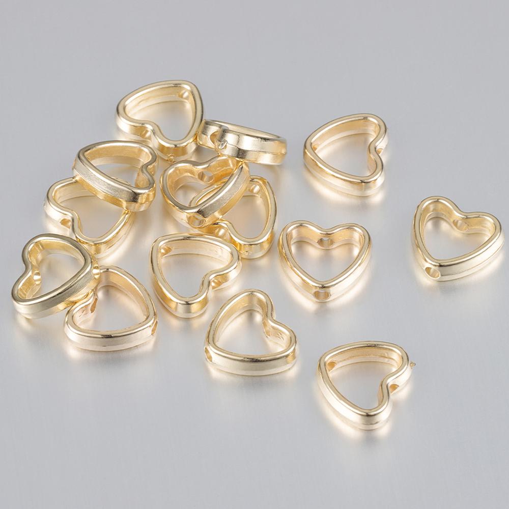 50pcs Two Hole CCB Square Love Heart Frame Spacer Beads DIY Necklace Bracelet Earrings Connectors Pendants Jewelry Accessories