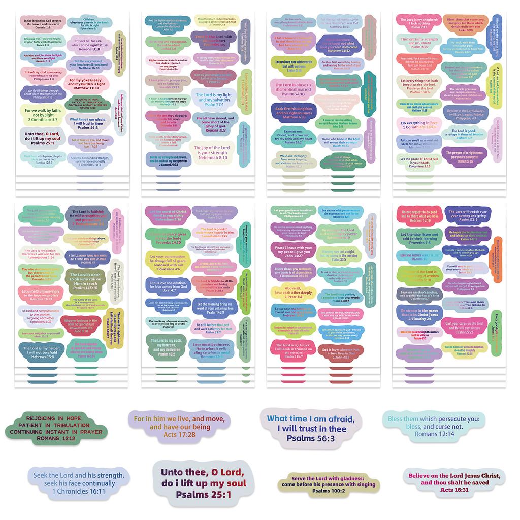 8 Cartoon Colored Script Stickers Can DIY Hand Account Small Card Mobile Phone Case Water Cup Stickers