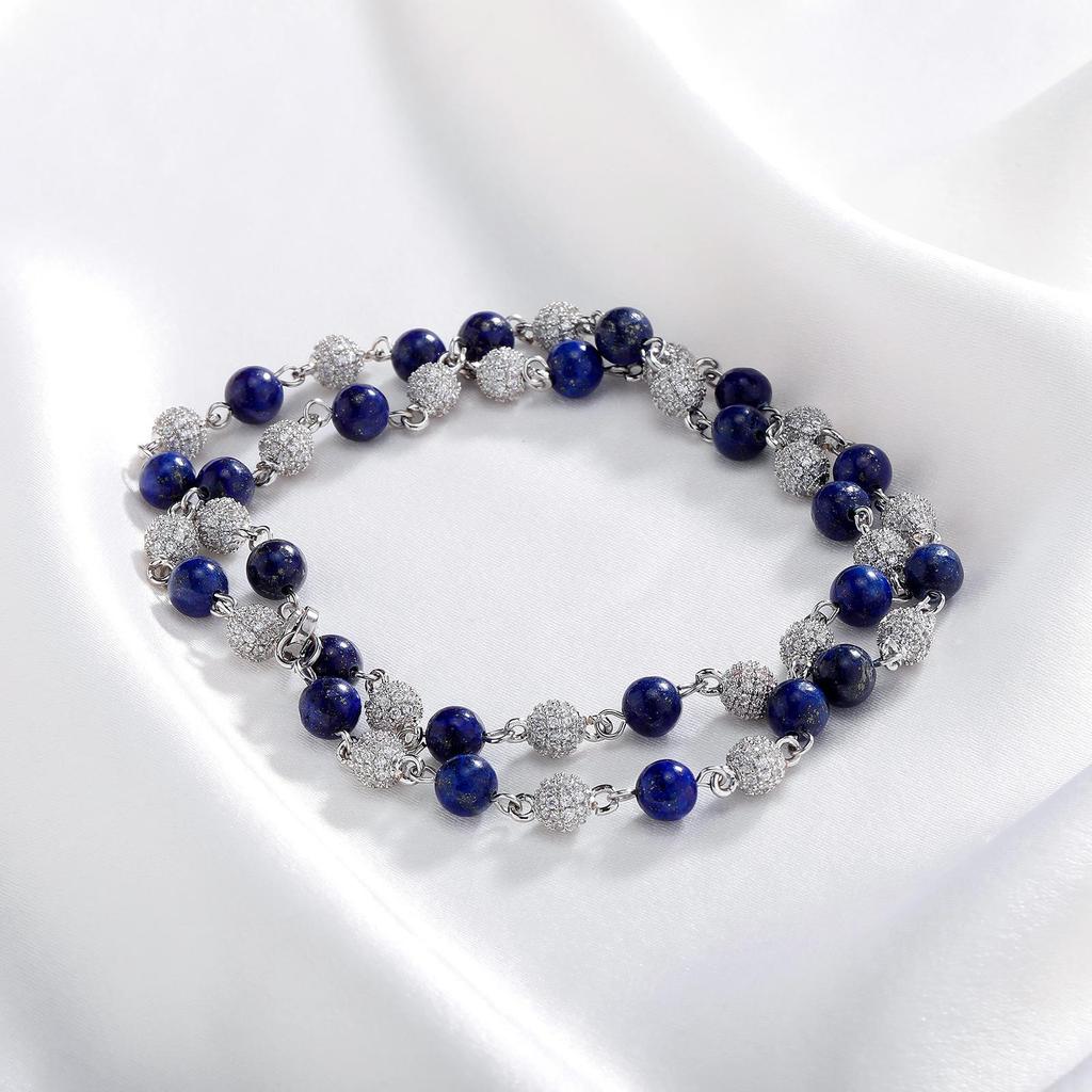 Lapis Lazuli and Zircon Choker Necklace - Hip Hop Style for Men and Women