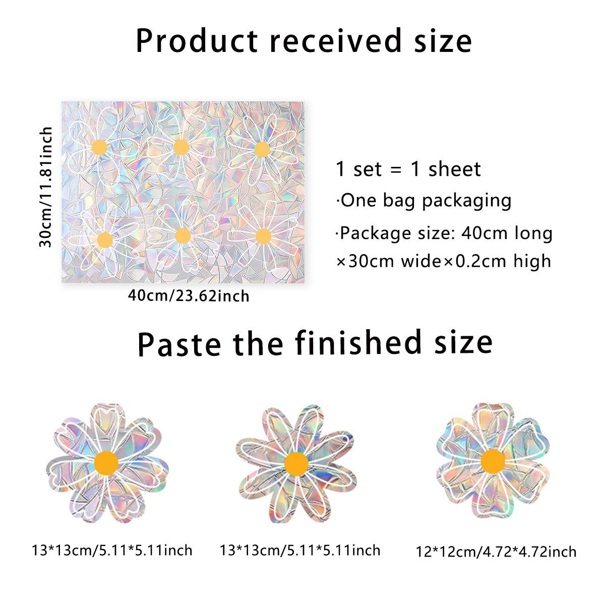 

Xc7018 Hand-Painted Sunshine Colorful Daisy Pattern Electrostatic Glass Window Sticker Double-Sided Visual Decoration
