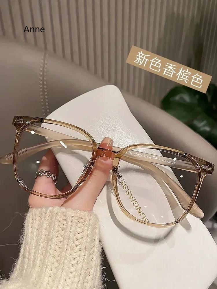 Blue Light Myopia Women New Style Eyeglasses Oversize Glasses Frame Vintage Round Frame Eyewear Diopter 0 To -4.0 Clear Glasses