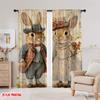 2pcs,2D plane printing Curtains Bunny Wedding Bliss Versatile 100% Polyester (without rod) Room Decor Ldeal for Living Room and