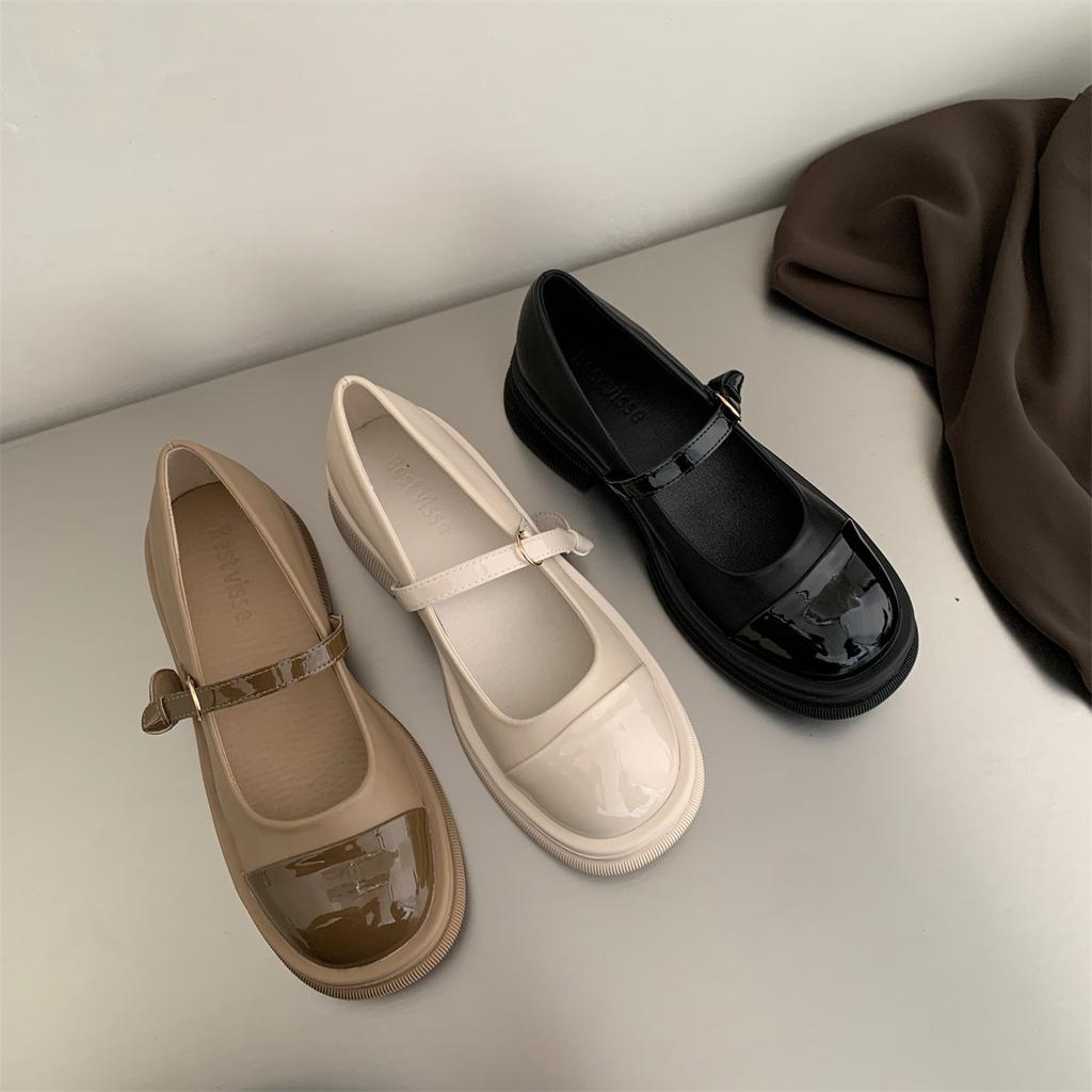 Thick Heel Mary Jane Shoes Women 'S Shoes New Spring Retro Round Toe White Medium Heel Shoes Pumps Women Shoes Platform Heels