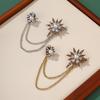Temperament Retro Pearl Diamond-Encrusted Xingmang High-End Suit Brooch Metal Chain Fringed Niche Design Brooch