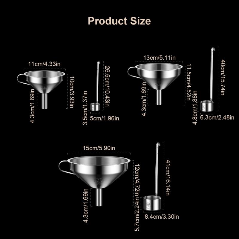 Efficient Liquid Filtration Funnel Essential Kitchens ToolStainless Funnel with Mesh Strainer for Filtration
