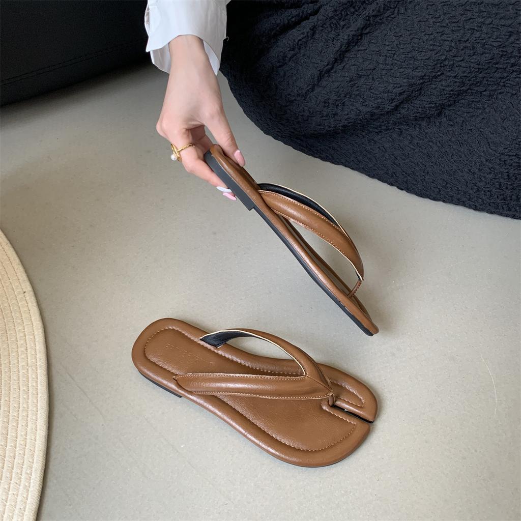 Fashion Bailamos 2025 Ladies Clip Toe Flip Flops Silver Tabi Ninja Slippers Woman Beach Shoes Flat Sandalias Femme Slides Split Toe Sand