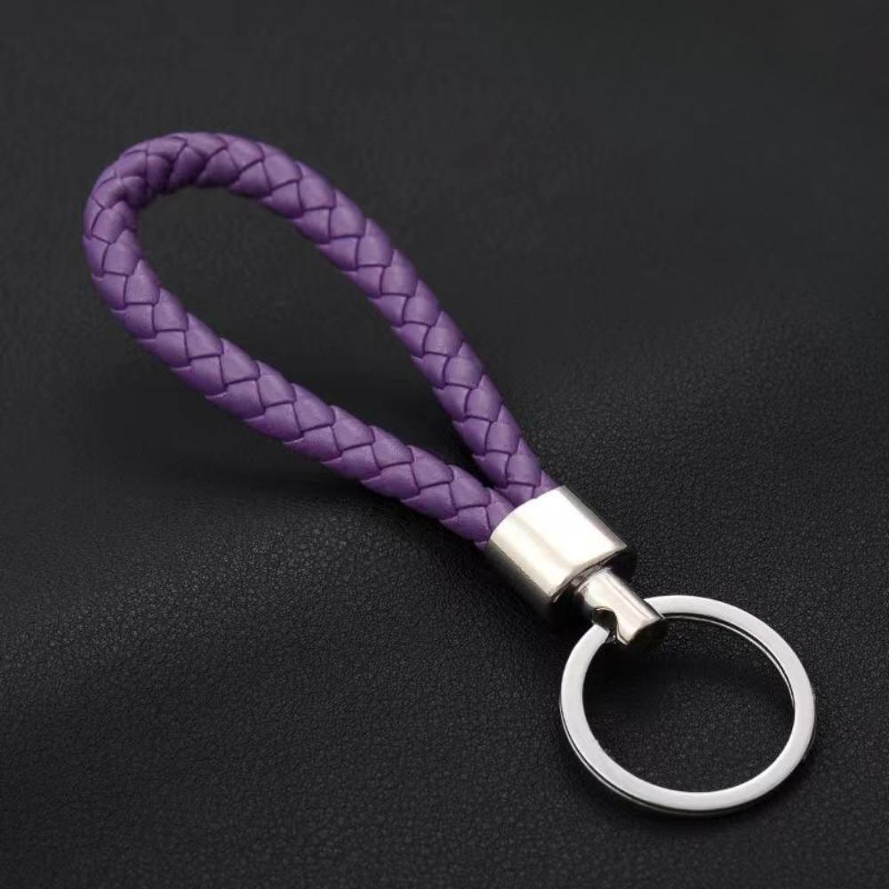 Unisex DIY PU Leather Braided Keychain Woven Rope Pendant Key Ring for Car Bag