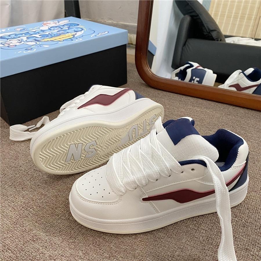 College style niche bread shoes women's summer new versatile thick-soled round head lace-up board shoes