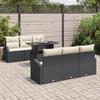 VidaXL Ensemble de 7 Canapés de Jardin avec Coussins Noir en Rattan Poly 3348563