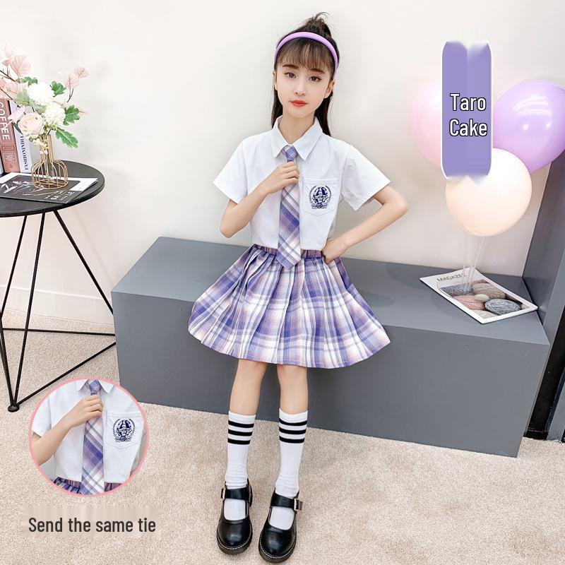 Disfraz de Coro Infantil: Camisa de Manga Corta y Falda de Cuadros de Junio de 2025 para Recital de Poesía y Vestimenta Escénica de Jardín de Infancia