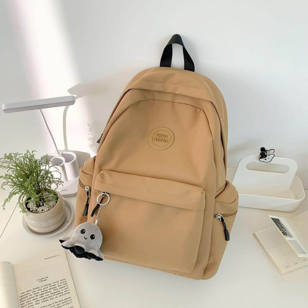 Solid Color Versatile Backpack for Travel Large Capacity Schoolbag for Junior and Senior High School Students Casual Backpack