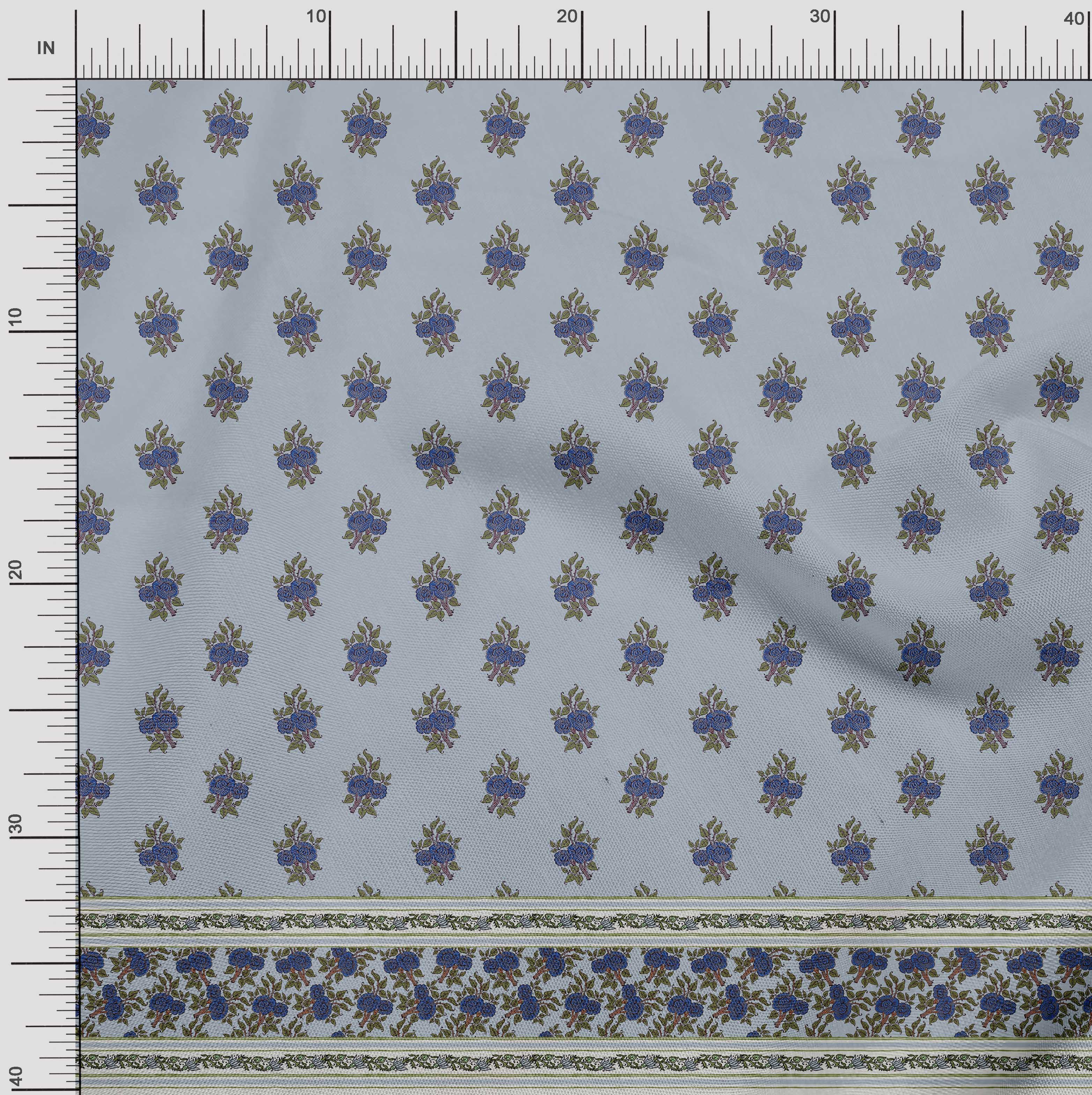 

Японська креп-атласна тканина Soimoi в смужку|Тканина для рукоділля з листям і квітковим принтом на метри 42 дюйма 42 Inch Wide - Poly Crepe синій