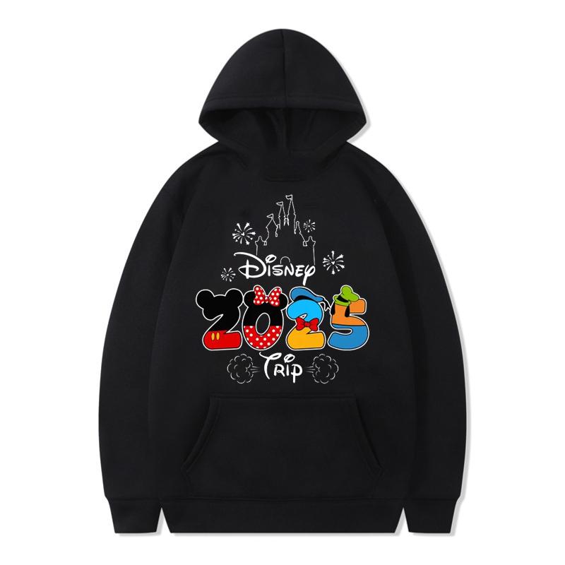 2025 New Cotton Disney Print Hoodies for Women Relaxed Fit Pullover Hooded Sweatshirt Autumn Fashion