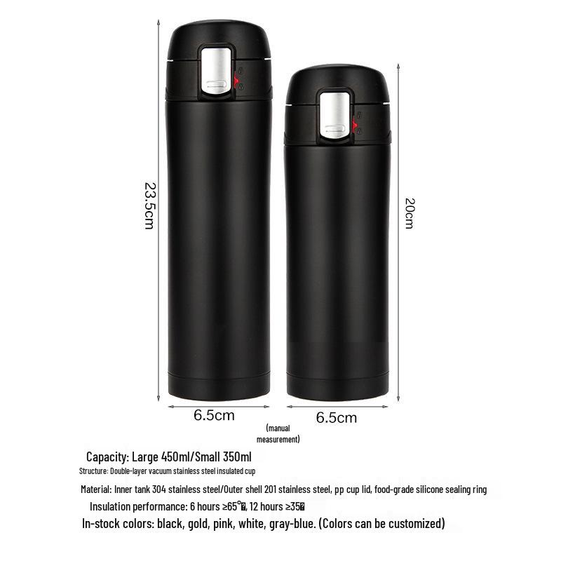 Copo Térmico de Aço Inoxidável com Abertura de um Clique - Presente da Loja 4S